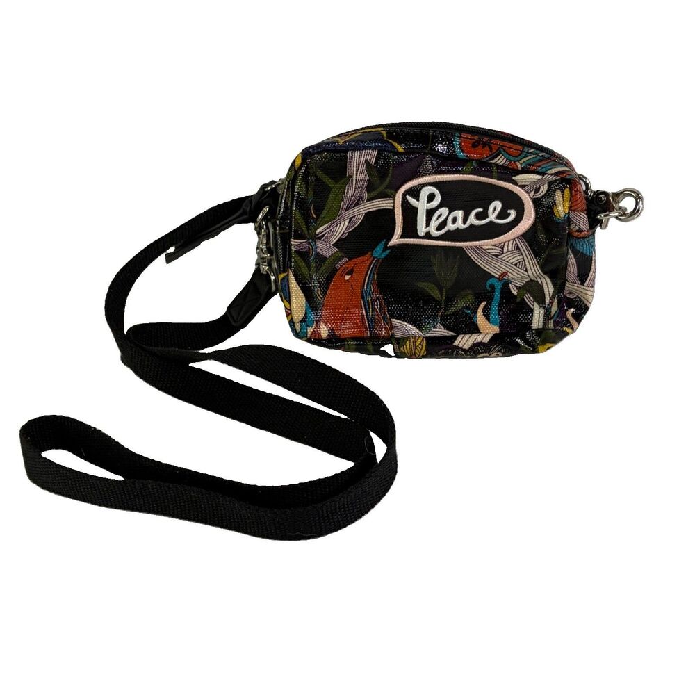 SAKROOTS Black River Peace birds Crossbody Bag Purse